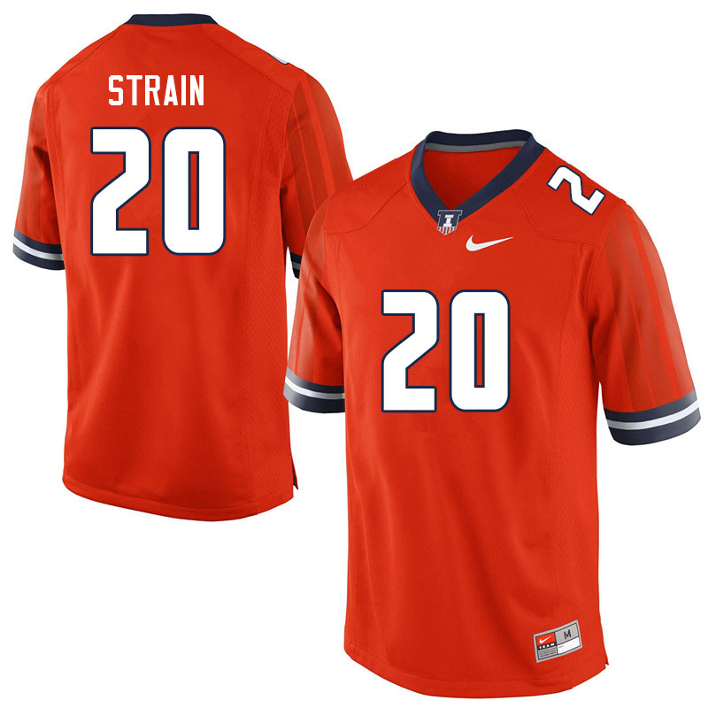Men #20 Tyler Strain Illinois Fighting Illini College Football Jerseys Sale-Orange